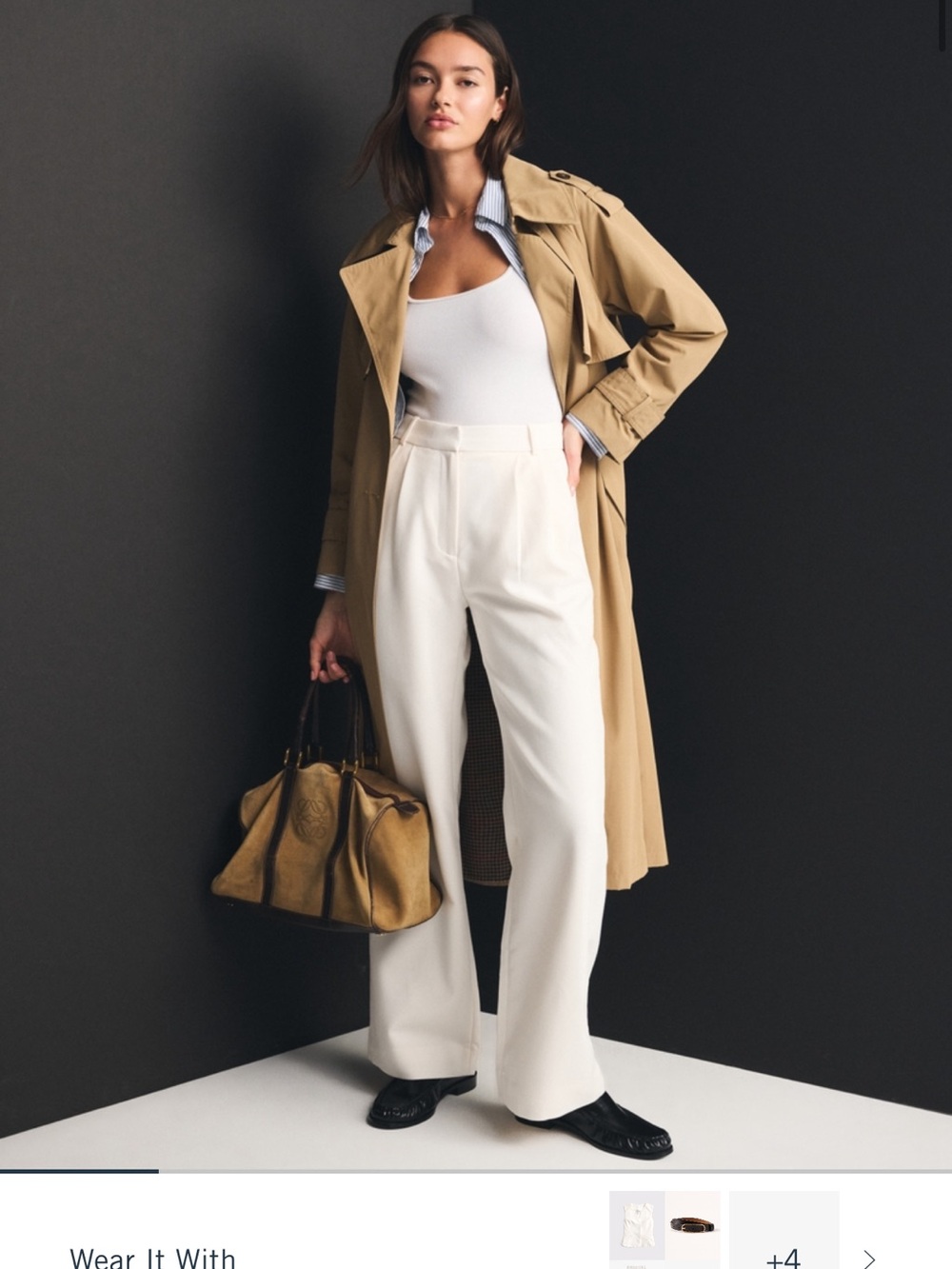 Abercrombie & Fitch Cream Wide-Leg High-Waist Pants